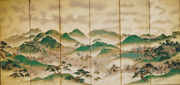 富士巻狩図（左隻）の写真