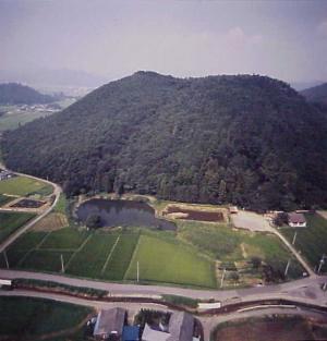 樺崎寺跡全景の航空写真