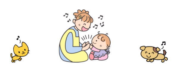 赤ちゃんと歌って手遊びしている画像