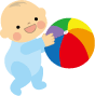 ボールを手に持つ赤ちゃんのイラスト