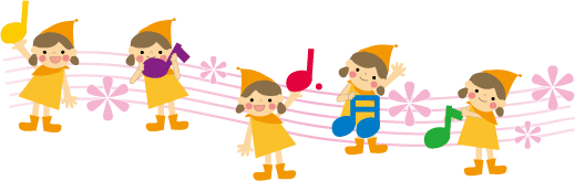 音符を持つ5人のこどものイラスト