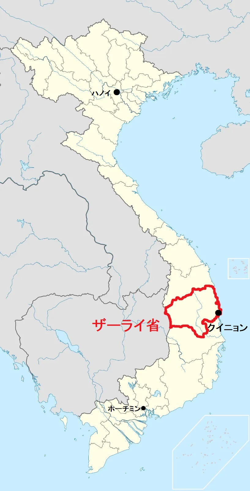 参考）ザーライ省位置図ベトナム全体地図（2025年7月省・市再編後）