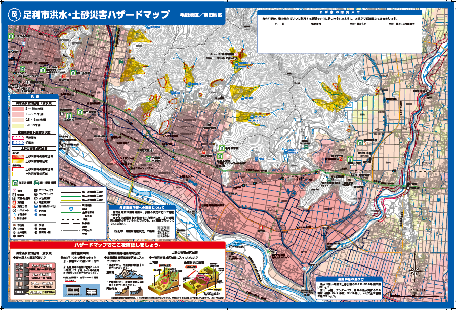 足利市洪水・土砂災害ハザードマップ(毛野地区・富田地区) 足利市洪水・土砂災害ハザードマップ(毛野地区・富田地区)